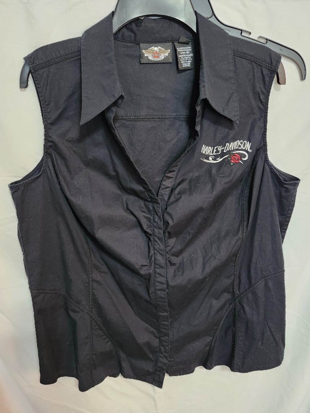 Sleeveless Black Harley-Davidson Womens Snap up Blouse